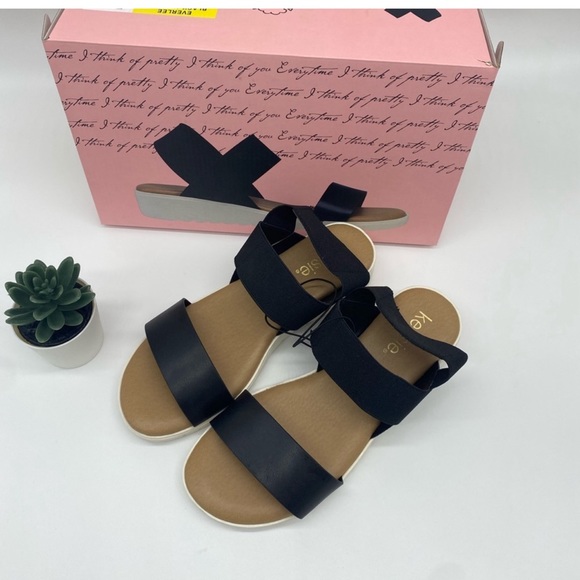 kensie Womens Everlee Black Slingback Wedge Platform Strap Strappy Sandal Size 6 - Picture 4 of 7